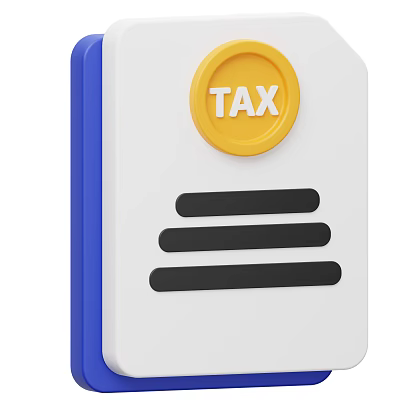 Tax Form Design With Yellow TAX Badge Blue Border White Background And Black Lines 3d model