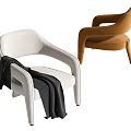 Modern Velvet Accent Chairs in White and Brown with Black Blanket Detail