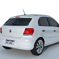 White Volkswagen Compact Hatchback With Modern Design And Black Wheels Front View 3d model