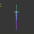 3D Model Of Red And Purple Sword With Decorative Hilt And Shiny Blade