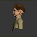3D Rendered Game Movie Character Male Bust With Brown Hair Glasses Beige Shirt And Tie