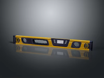 Yellow And Black Spirit Level With Bubble Vials And Scale For Home Measuring Tools 3d model