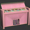 Cute Pink Mini Piano With Open Lid And White Brown Keys 3d model