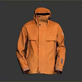 Bright Orange Hooded Jacket With Front Pockets For Casual Outdoor Use 3d model