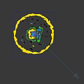 Block Shaped Game Character with Green Hat Red Eyes Holding Colorful Sword on Yellow Star