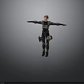 Futuristic Sci Fi Character In Armored Costume With Yellow Accents And Outstretched Arms