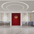 Efficient Household Registration Service Area With Yellow Walls Counter Stools And National Flags