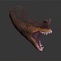 Fierce Dinosaur Head With Open Mouth Sharp Teeth Horn And Textured Skin