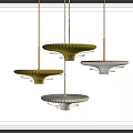 Three Modern Hanging Chandeliers With Unique Layered Design For Interior Decor 3d model