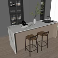 Bar Counter Bar Stool Bar Counter Water Bar Counter Island Bar Stool Bar Stool Wine Cabinet Decorative Cabinet Wine Bottle Home Decoration Island Table Dining Table Integrated 3d model
