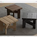 Modern Wooden Slatted Top Stools In Different Color Tones For Home Living Space