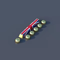 Delicious British Flag Patterned Snack Stick With Six Golden Round Candies