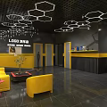 4S Dealership Car Service Workshop With Two Cars Yellow Service Tools And Bright Lighting