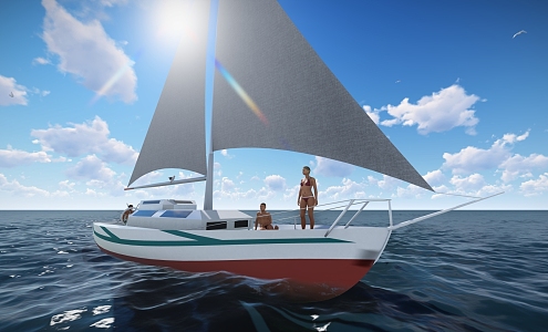 Modern Sailing Yacht 3d model