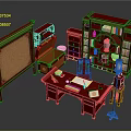 Traditional Red Entryway Cabinet And Side Cabinet Design With Storage Shelves And Drawers