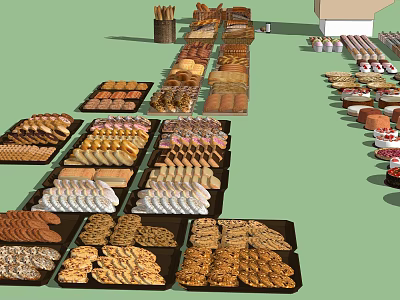 Modern Dessert Cake Ice Cream Bread Supermarket Goods 3d model
