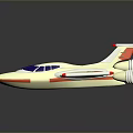 Cream Colored Toy Airplane with Orange Wings Cockpit Windows and Red Tail Tips