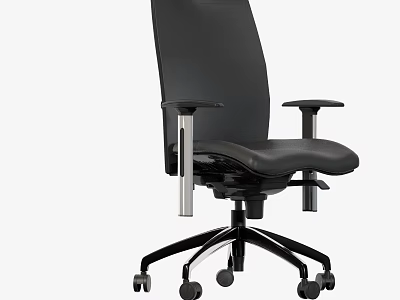 Black Office Chair with Mesh Back Metal Armrests Adjustable and Five Point Base 3d model