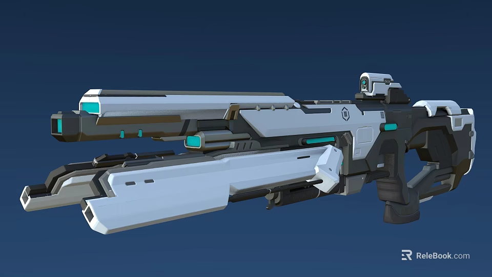 Futuristic Sci Fi Energy Rifle Weapon With Advanced Mechanical Design And Blue Accents 3d model 