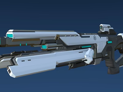 Futuristic Sci Fi Energy Rifle Weapon With Advanced Mechanical Design And Blue Accents 3d model