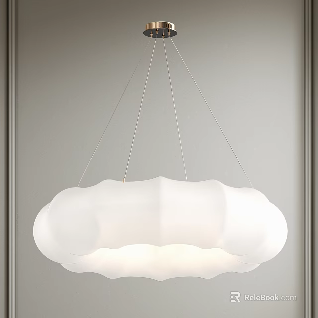 Modern White Cloud Shaped Pendant Light With Soft Illumination Design 3d model