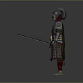 Game Movie Warrior Character With Detailed Metallic Armor Helmet And Sword