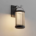 Outdoor Wall Mounted Light with Black Metal Frame and Ribbed Glass Shade