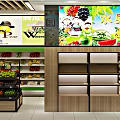 Fruit Store Interior With Colorful Fruit Shelves And Fresh Displayed Fruits