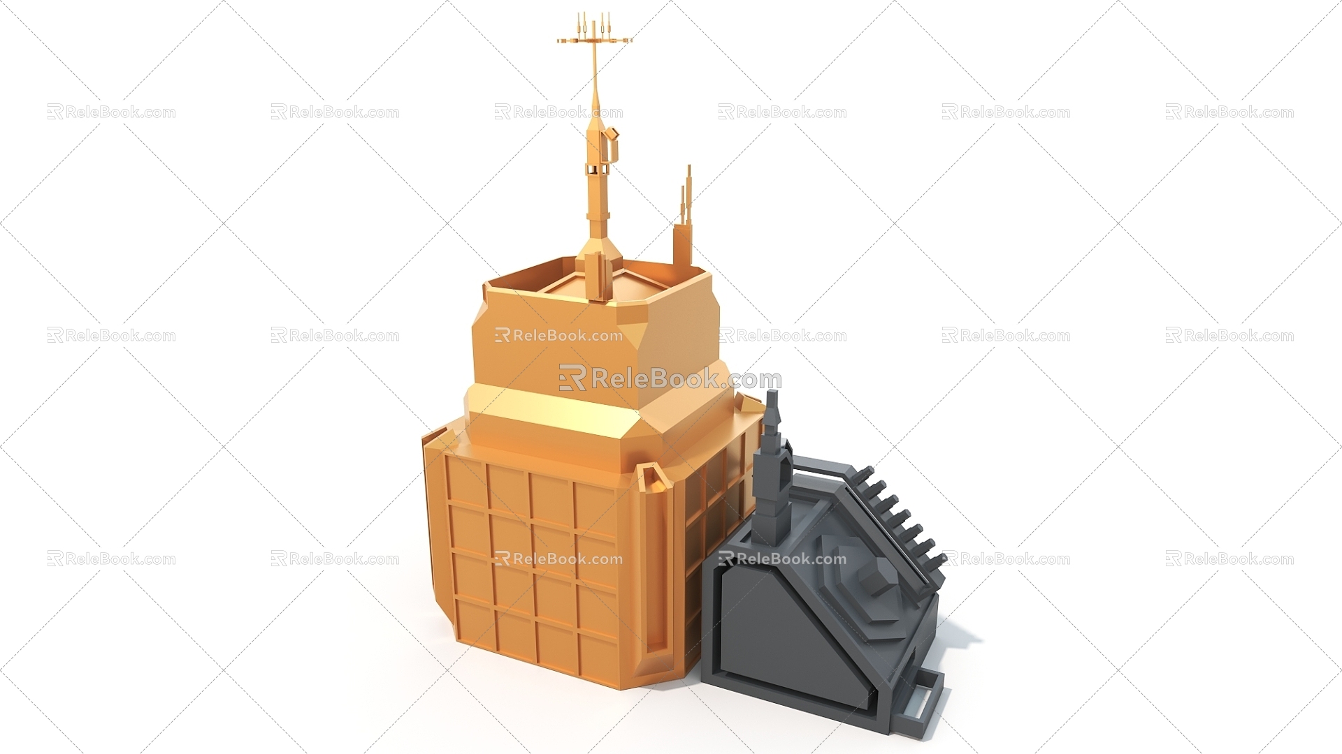 sci-fi hard surface column hard surface construction machinery high tech industrial parts 3d model