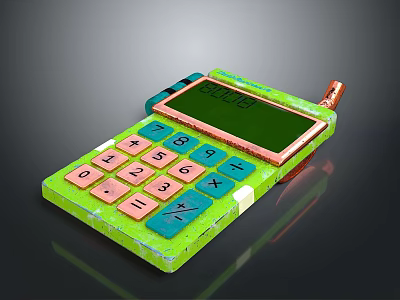 Electronic Device Green Calculator With Pink Buttons Digital Display And Stylish Design 3d model