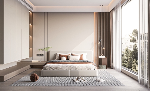 Modern Cream Style Bedroom Cream Bedroom 3d model