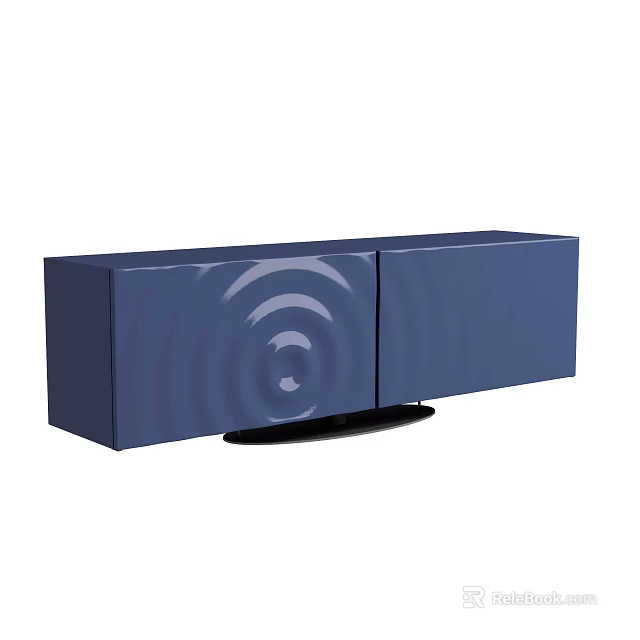 Blue Modern TV Stand With Cabinet Doors And Black Base Design 3d model 