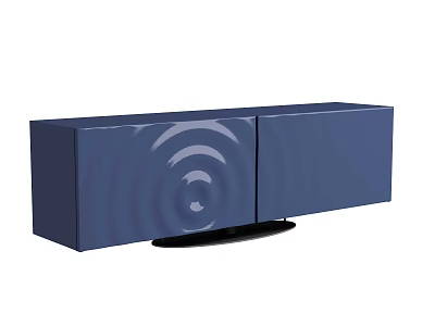Blue Modern TV Stand With Cabinet Doors And Black Base Design 3d model