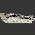 Natural Stone With Rough Brown Gray Texture In Natural Grass And Hay Environment