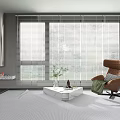 Light Filtering Venetian Blinds For Modern Living Room Interior With Cozy Seating And Fireplace