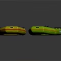 Yellow And Green Inflatable Boats With Paddles And Red Seats Design
