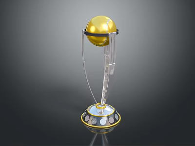 Premium Golden Trophy With Transparent Stand And Circular Decorative Base Design 3d model