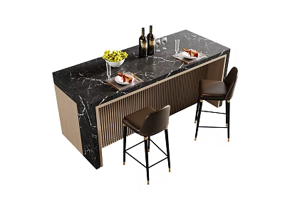 Italian Light Luxury Bar Chair Island Table 3d model