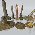 Wooden stump dead wood rotten wood withered branches dead tree trunk wood trees root carving dry trees dry wood 3d model