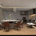 Elegant Private Room Interior With Sofa Dining Table Comfortable Chairs And Bookshelves