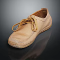 Light Brown Casual Leather Shoes With Laces And Soft Sole Design