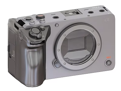 Sony Mirrorless Digital Camera With Silver Body Lens Mount And Control Dials 3d model
