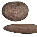Brown Circular Rug With Wood Grain Pattern And Concentric Circle Design 3d model