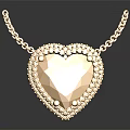 Golden Heart Shaped Pendant Necklace With Intricate Design And Shiny Chain For Fashion