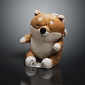 Comfy Brown Chair With Plush Shiba Inu Toy Decoration For Living Room