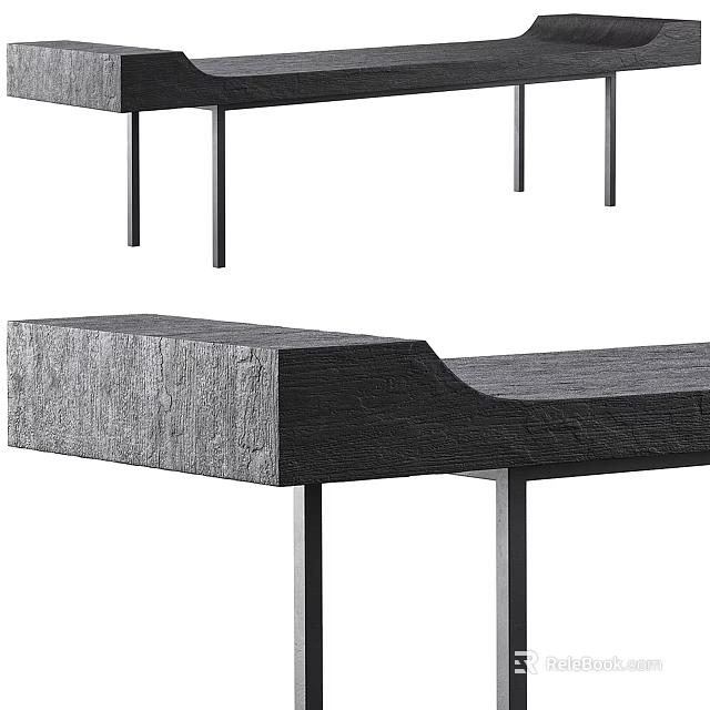 Modern Public Chair Design With Sleek Wooden Texture And Sturdy Metal Legs 3d model 