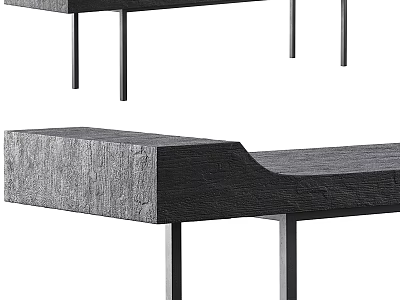 Modern Public Chair Design With Sleek Wooden Texture And Sturdy Metal Legs 3d model