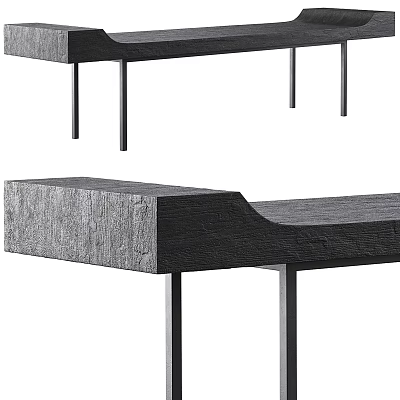 Modern Public Chair Design With Sleek Wooden Texture And Sturdy Metal Legs 3d model