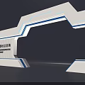 Modern Tech Style Door Arch With White And Blue Lines Geometric Structure 3d model