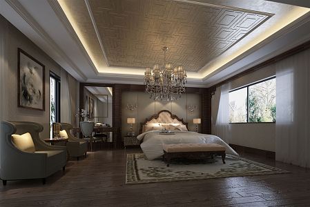 American Room Deluxe New Classical Hotel King Room 3d model